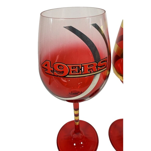 San Francisco 49ers Wine Glass Set (2)  Bradford Exchange NFL Collectible  2015